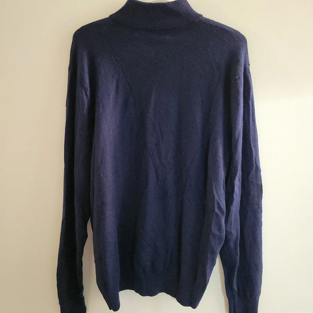 Polo Ralph Lauren Golf Sweater Men's Size Large Blue Merino‎ Wool PGA 1/4 Zip